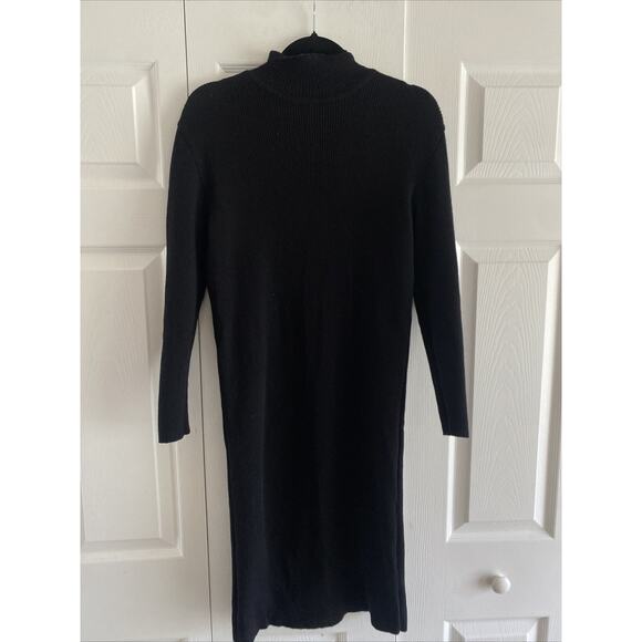 Lolita Lempicka Paris Womens 2 Black High Neck Ribbed Long Sleeve Sweater Dress - Picture 1 of 6